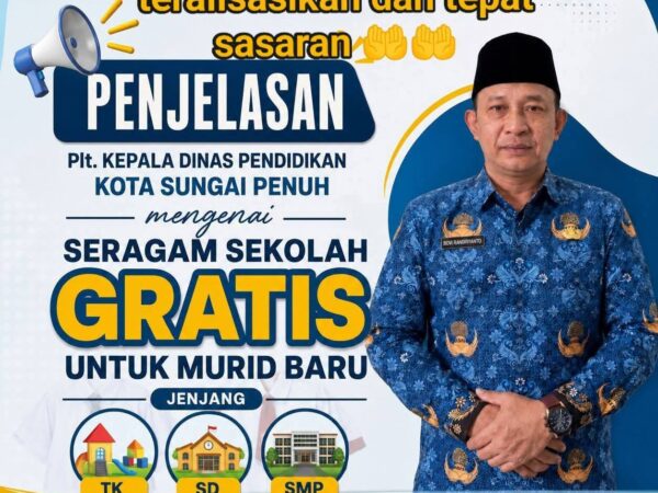 Orang Tua Wali Murid Lega, Murid Baru Dapat Seragam Gratis Dari Pemkot Sungai Penuh
